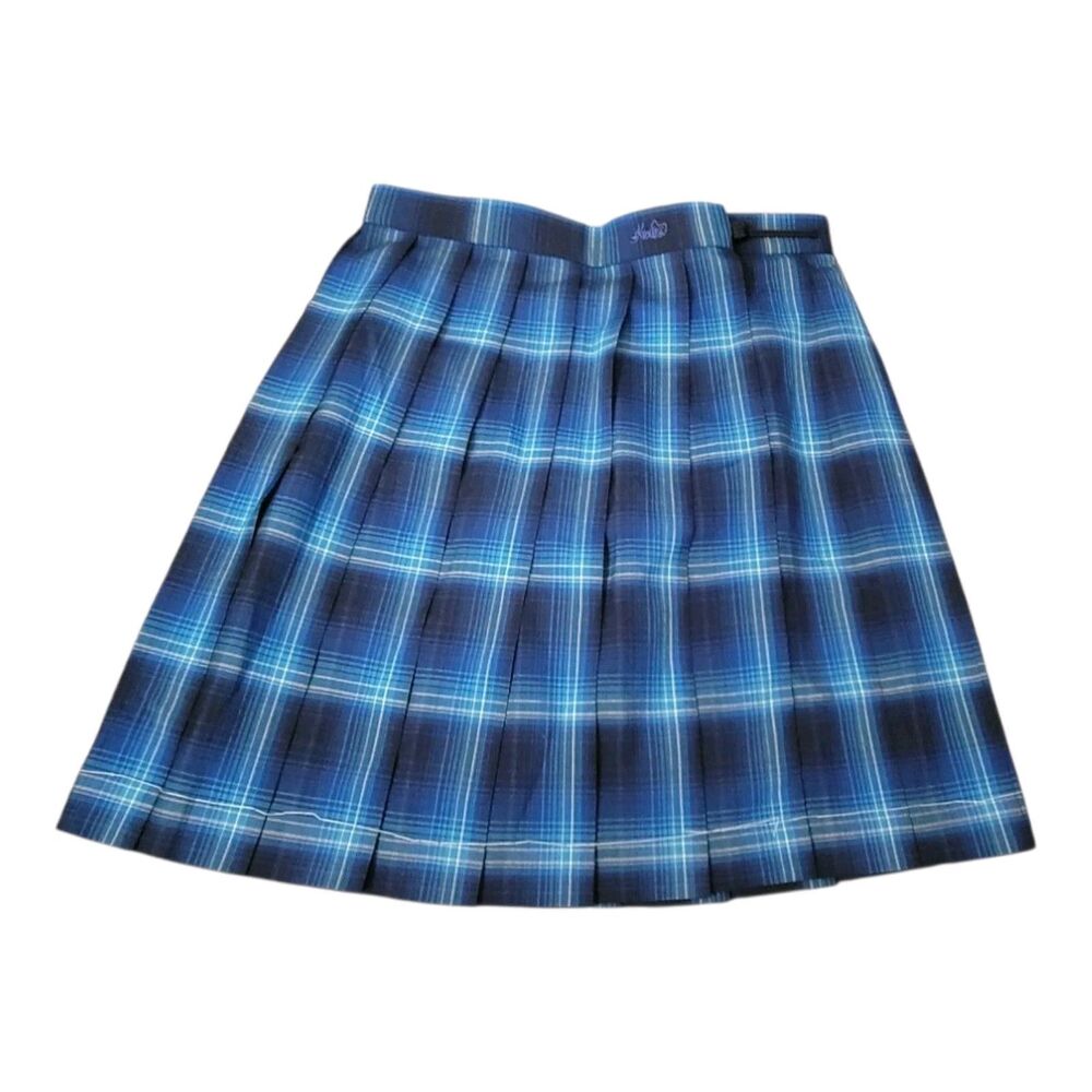 Kyouko Blue Plaid Pleated Japanese School Uniform Style Skirt – Size M Harajuku
